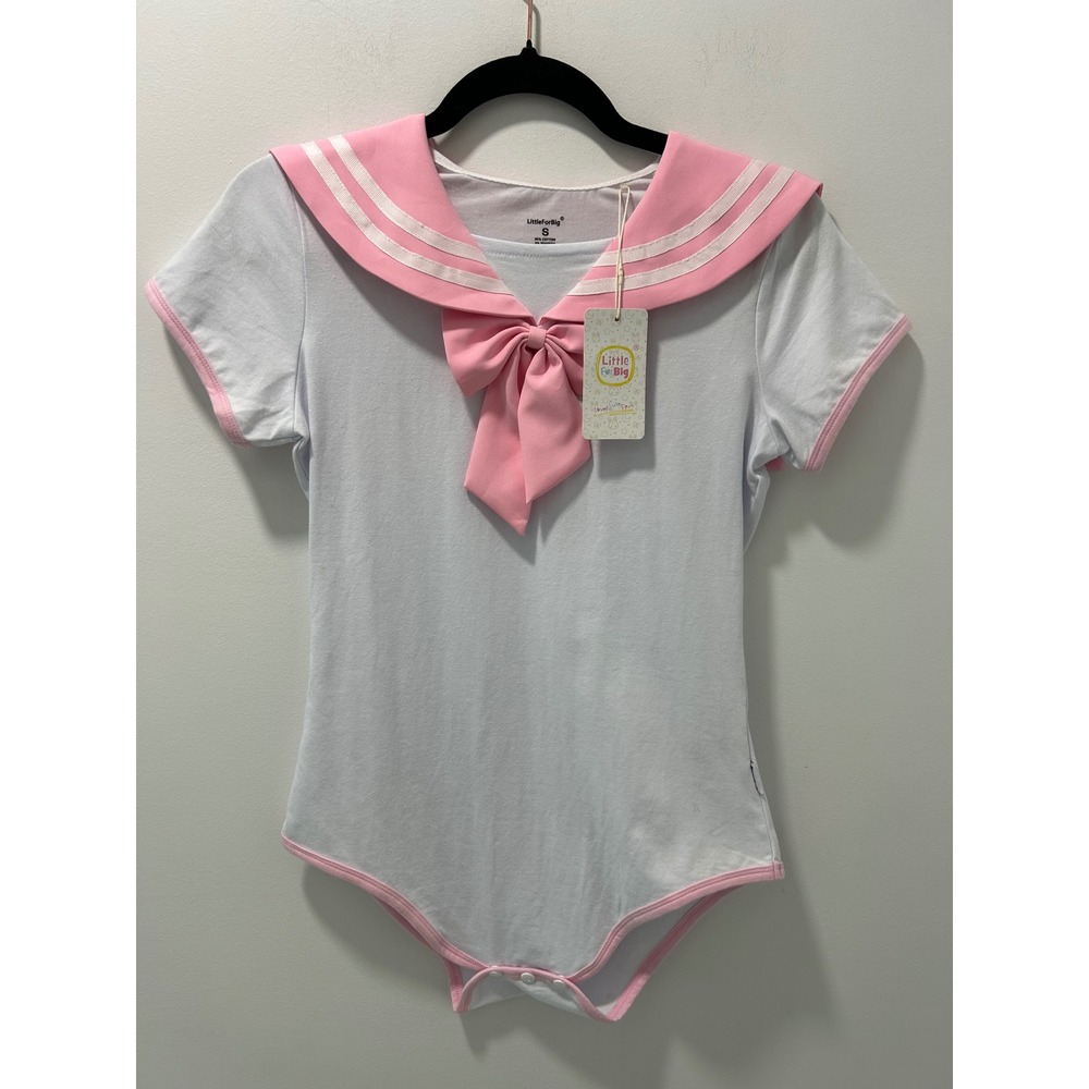 LittleForBig Usagi Moon NWT Sailor Bodysuit Pink White Bow Anime Cosplay Small